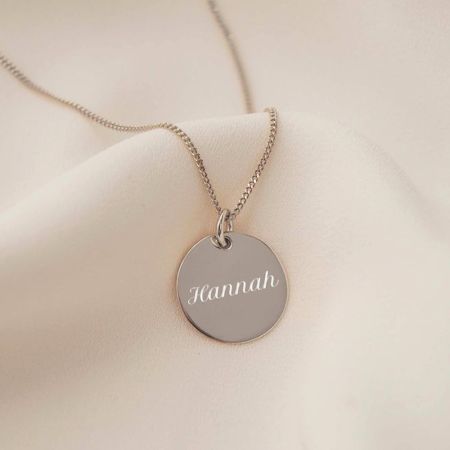 Handcrafted 925 Silver Personalized Engraved Round Necklace